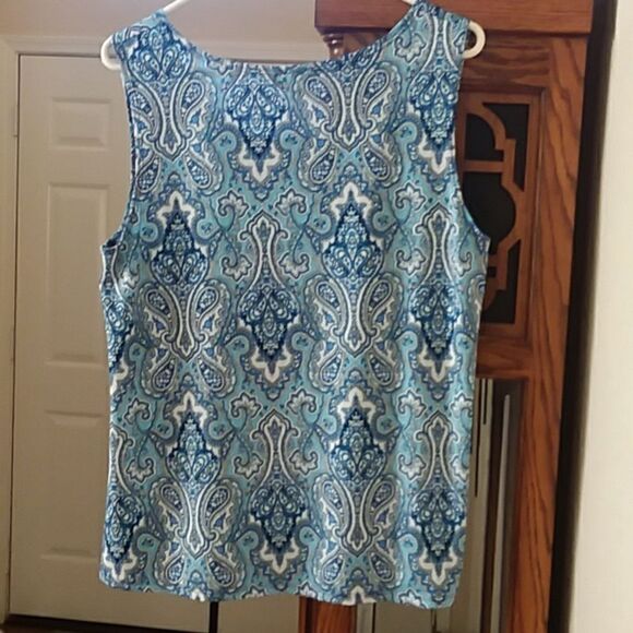 Misia blue paisley print sleeveless blouse women's large - Picture 3 of 5